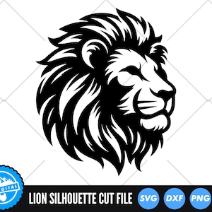 ライオン SVG ファイル | ライオン カット ファイル | 野生動物ベクター | ライオン シルエット SVG | ライオンの顔のクリップアート | ライオンの頭 SVG