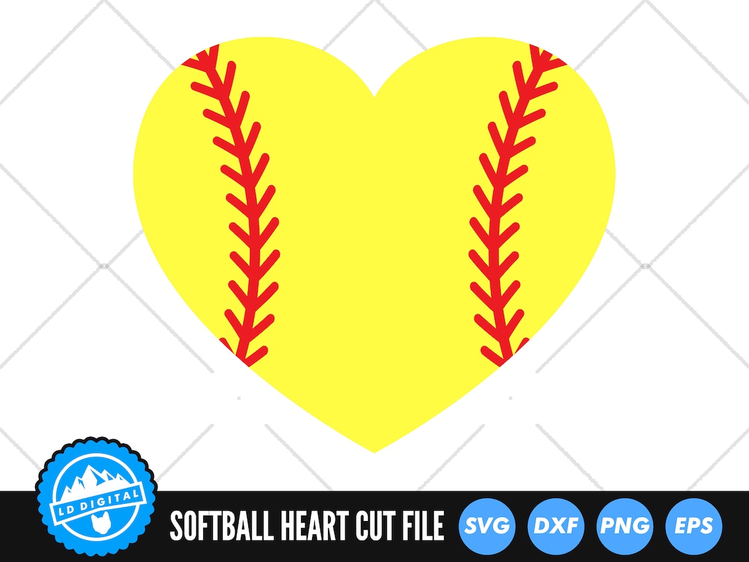 Softball Heart SVG Files Sports Mom Cut Files Softball Love Heart Cut