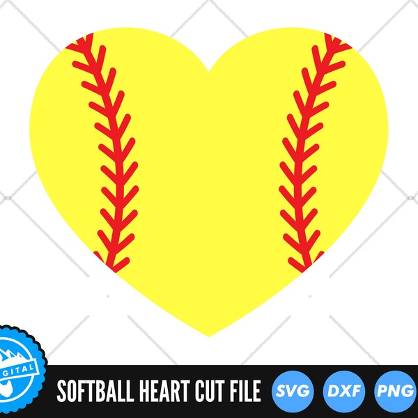 Softball Heart SVG fichiers | Sports Mom Cut fichiers | Softball Love Heart Cut fichiers | Softball Heart Shape SVG | Image clipart softball