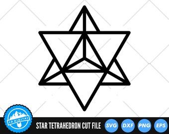 Merkaba Star Tetrahedron SVG Files | Sacred Geometry SVG Cut Files | Platonic Solids SVG Vector Files | Star Tetrahedron Vector