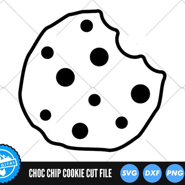 Chocolate Chip Cookie SVG Files | Choc Chip Cookies SVG Cut Files | Cookie SVG Vector Files | Cookie Silhouette