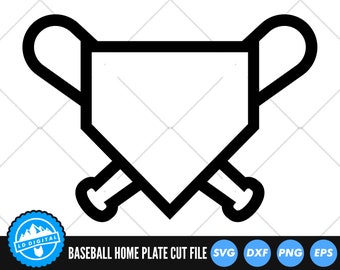 Baseball Bat Home Plate SVG Files | Home Plate Monogram SVG Cut Files | Home Plate Silhouette SVG Vector Files | Baseball Bat Vector