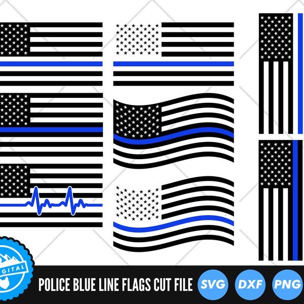 Police Blue Line US Flag | United States of America Flag | Police Support | Svg | Png | Dxf | AI | Jpeg