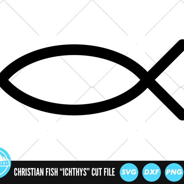 Christian Fish Ichthys SVG Fichiers | Fichiers de coupe de symbole de poisson chrétien | Fichiers vecteurs de poissons chrétiens | Christian Fish Clip Art | Fichiers CnC