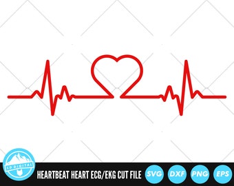 Heartbeat Line Love Heart SVG Files | ECG EKG Cut Files | Healthcare Vector Files | Nurse Vector | Heartbeat Pulse Clip Art