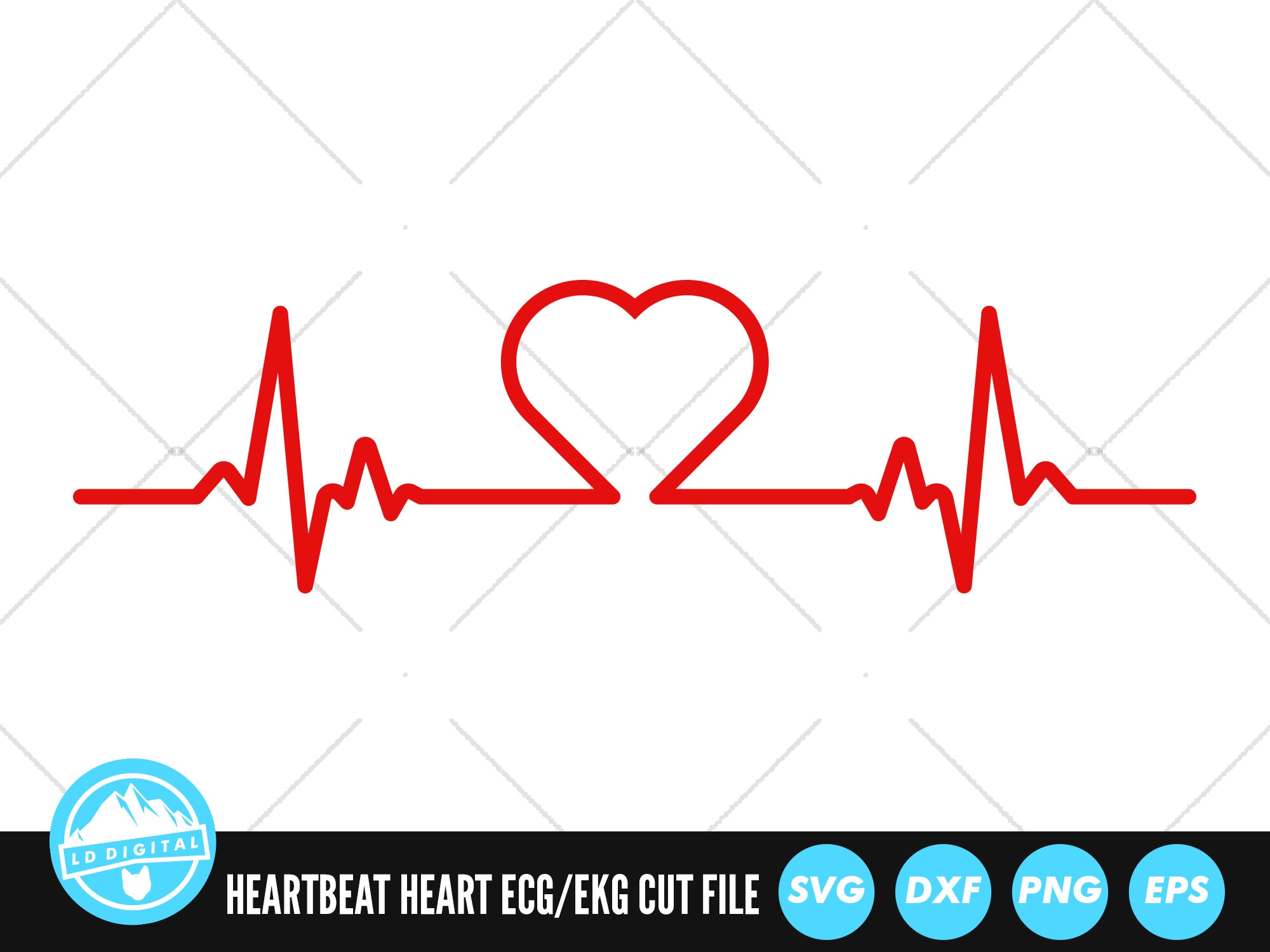 Heartbeat Line Love Heart SVG Files ECG EKG Cut Files Etsy
