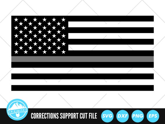 Corrections Grey Line US Flag | United States of America Flag | Correctional Officer Support | Svg | Png | Dxf | AI | Jpeg