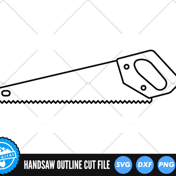 Handsaw Outline SVG Files | Hand Saw Silhouette SVG Cut Files | Carpenters Tools SVG Vector Files | Handsaw Tool Vector