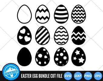 Easter Egg Bundle SVG Files | Easter 2021 Cut Files | Easter Egg Silhouette Vector Files | Happy Easter Vector | Cute Easter Egg Clip Art