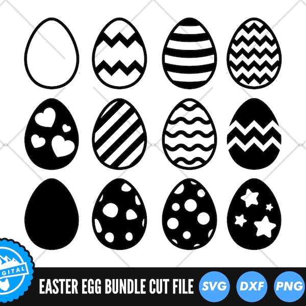 Pliki SVG Easter Egg Bundle | Wielkanoc 2021 Cut Files | Easter Egg Silhouette Vector Files | Wektor Wesołych Świąt Wielkanocnych | Słodkie Easter Egg Clipart