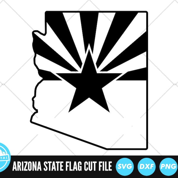 Arizona Map State Outline Flag SVG Files | Arizona Flag Cut Files | United States Flags | Arizona Flag Vector | Arizona Flag Clip Art