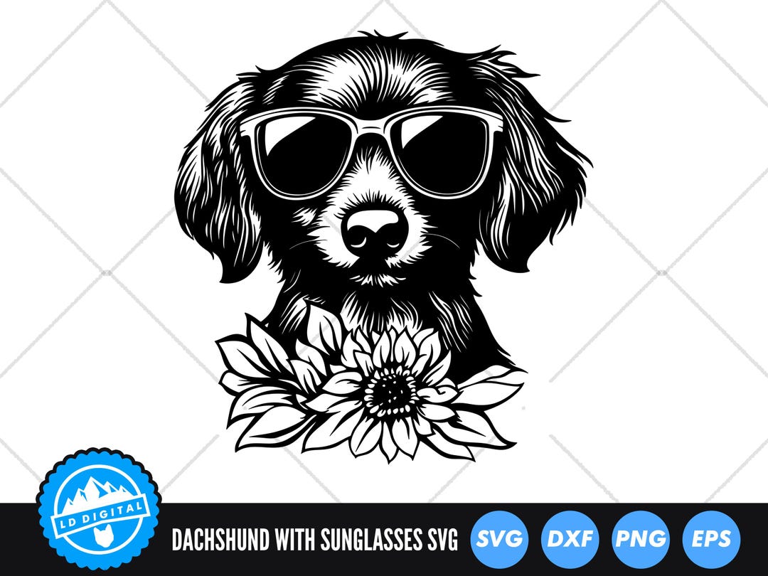 Dachshund With Sunglasses SVG Files | Sausage Dog Cut Files | Cute Dog ...