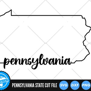 Pennsylvania Outline with Text SVG Files | Pennsylvania Cut Files | United States of America Vector Files | PA Vector | PA Map Clip Art