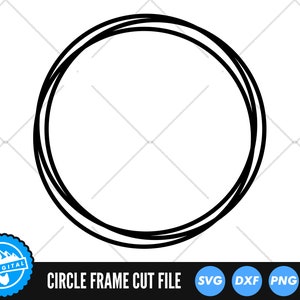 May include: A black circle frame cut file for crafting projects. The file is available in SVG, DXF, PNG, and EPS formats.
