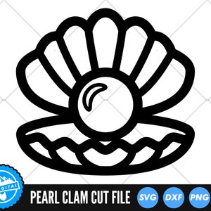 Archivos SVG de almeja con perla / Archivos de corte SVG de almeja concha marina / Archivos vectoriales de perlas / Clip art de almeja con perla