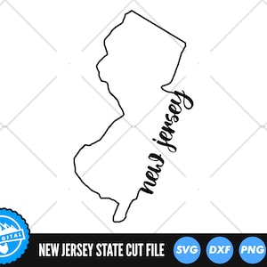 New Jersey-overzicht met SVG-tekstbestanden | New Jersey gesneden bestanden | Vectorbestanden Verenigde Staten van Amerika | New Jersey-vector | Illustraties kaart NJ