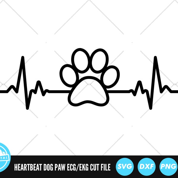 Heartbeat Line Dog Paw SVG Files | ECG EKG Cut Files | Healthcare Vector Files | Nurse Vector | Heartbeat Pulse Clip Art