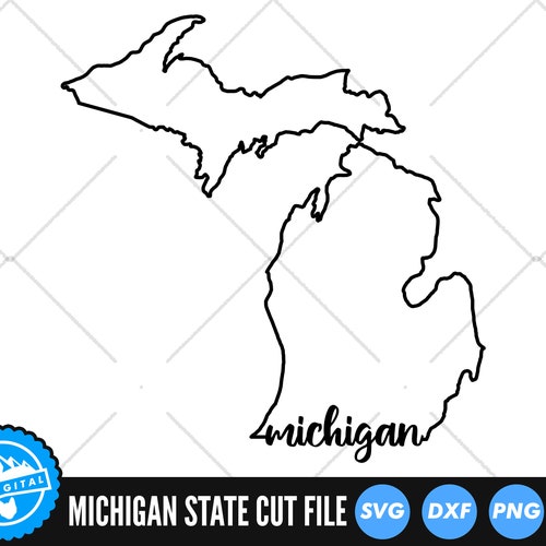 Michigan Outline With Text SVG Files Michigan Cut Files - Etsy