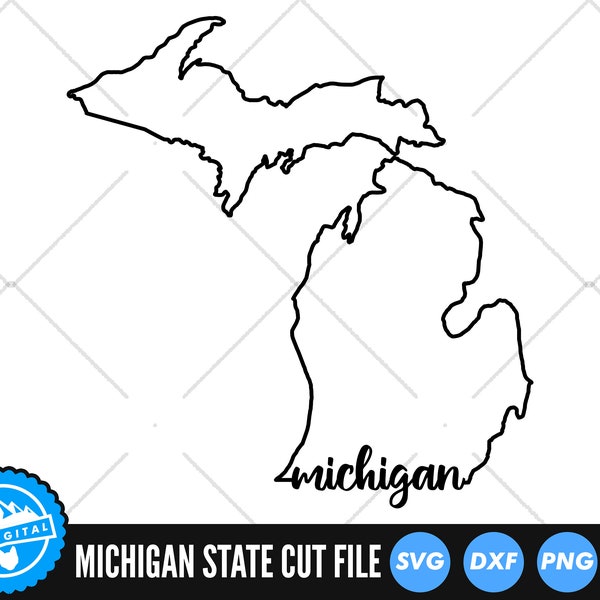 Michigan Outline with Text SVG Files | Michigan Cut Files | United States of America Vector Files | Michigan Vector | Michigan Map Clip Art