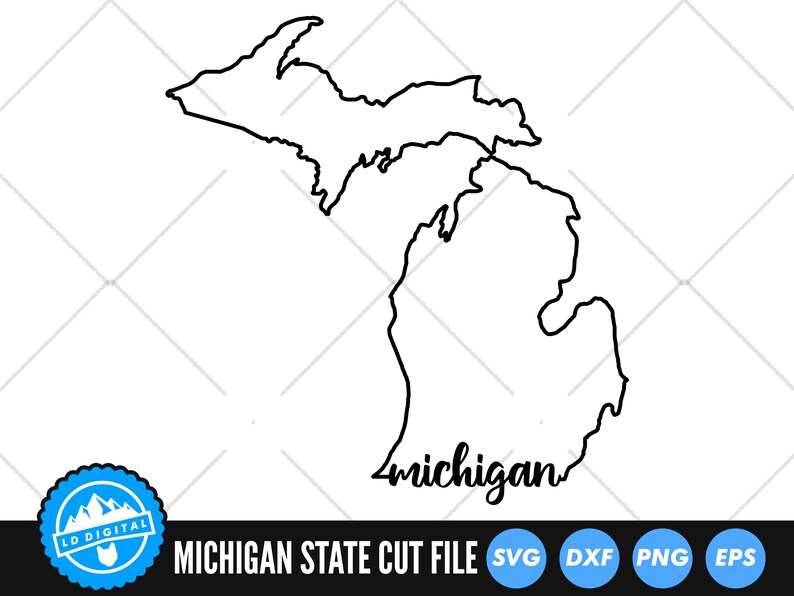 Michigan Outline With Text SVG Files | Michigan Cut Files | United ...