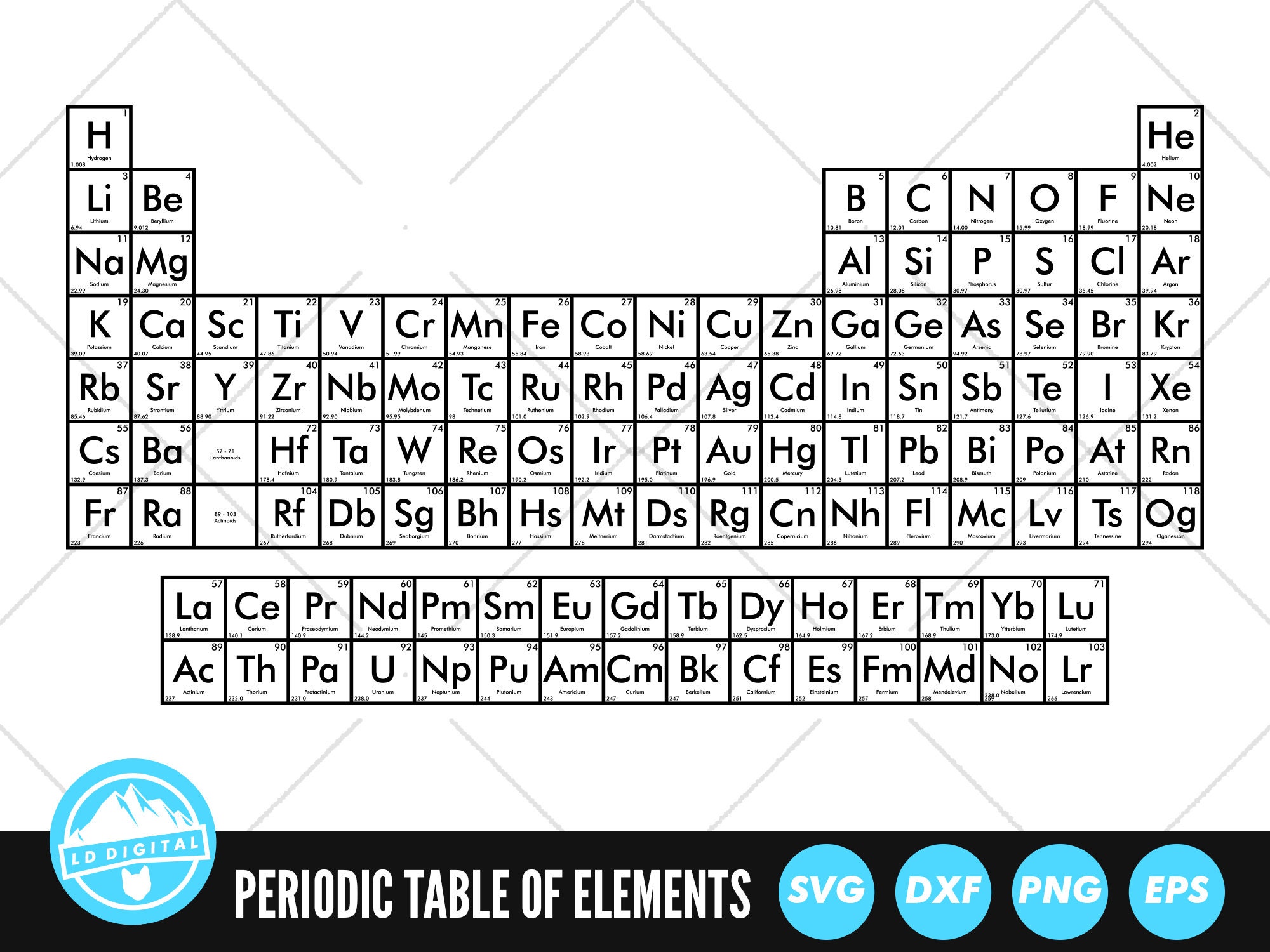 118 Periodic Table Of Elements Svg Files Chemistry Elements Etsy