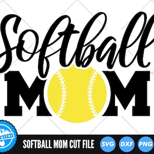 Softball Mom SVG Files | Softball Mum Cut Files | Softball Vector Files | Baseball Vector | Softball Clip Art