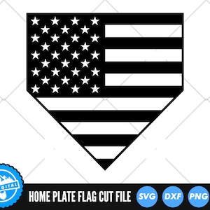 Home Plate American Flag SVG Files | Home Plate USA Flag SVG Cut Files | Baseball Home Plate Silhouette Vector Files | Baseball Vector