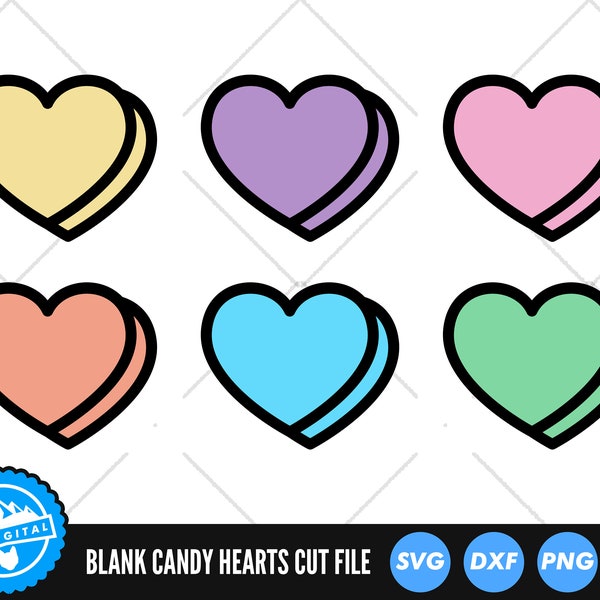 Blank Candy Hearts SVG Files | Valentines Day SVG | Candy Hearts Bundle Vector Files | Valentines Day Bundle Vector | Conversation Hearts