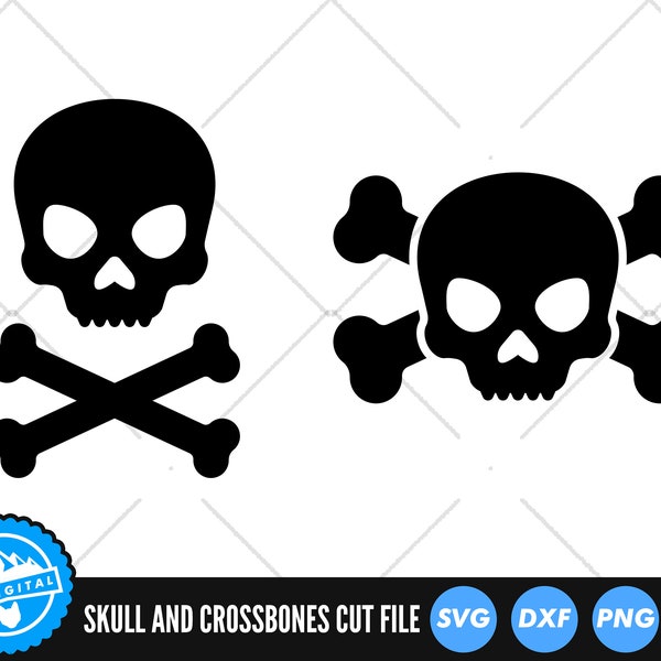 Schädel Kreuzknochen SVG-Dateien | Jolly Roger Cut Files | Piraten Schädel Kreuzknochen Vektor-Dateien | Schädel SVG Vector | Piraten-ClipArt