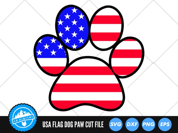 American Flag Paw Print SVG Files | 4th of July SVG Cut Files | Dog Paw Vector Files | Paw Print Vector | USA Flag Clip Art