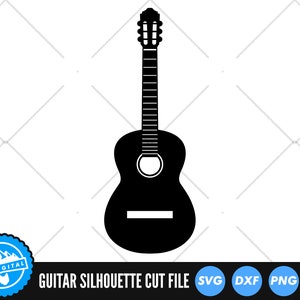 Gitaar silhouet SVG-bestanden | Gitaar gesneden SVG-bestanden | Gitaarvectorbestanden | Akoestische gitaar SVG-vector | Gitaarillustraties | CNC-bestanden