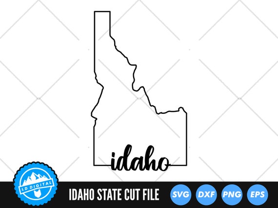 Idaho Outline With Text SVG Files Idaho Cut Files United | Etsy