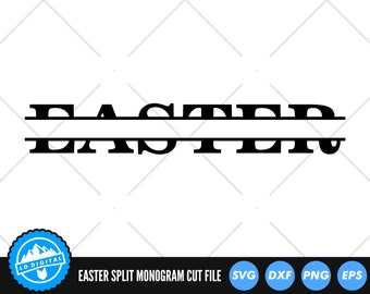Ostern Split-Monogramm SVG-Dateien | Osterrahmen SVG-Schnittdateien | Ostern Zeichen Vektor-Dateien | Ostern 2022 Vektor | Osterhase Clip Art