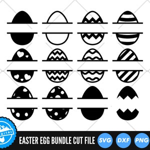 Easter Egg Monogram Bundle SVG Files | Split Name Frame SVG | Easter 2021 Cut Files | Easter Eggs Silhouette Vector Files | Easter Vector