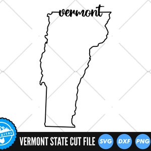 Vermont Outline with Text SVG Files | Vermont Cut Files | United States of America Vector Files | Vermont Vector | Vermont Map Clip Art