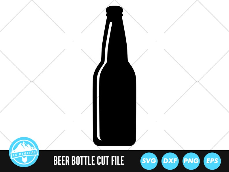 May include: A black silhouette of a beer bottle with a rounded top and a long, narrow neck.