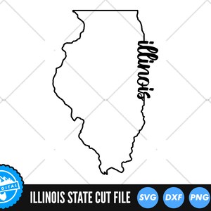 Illinois Outline with Text SVG Files | Illinois Cut Files | United States of America Vector Files | Illinois Vector | Illinois Map Clip Art