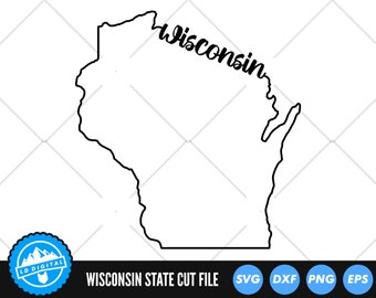 Wisconsin Outline with Text SVG Files | Wisconsin Cut Files | United States of America Vector Files | Wisconsin Vector | WI Map Clip Art