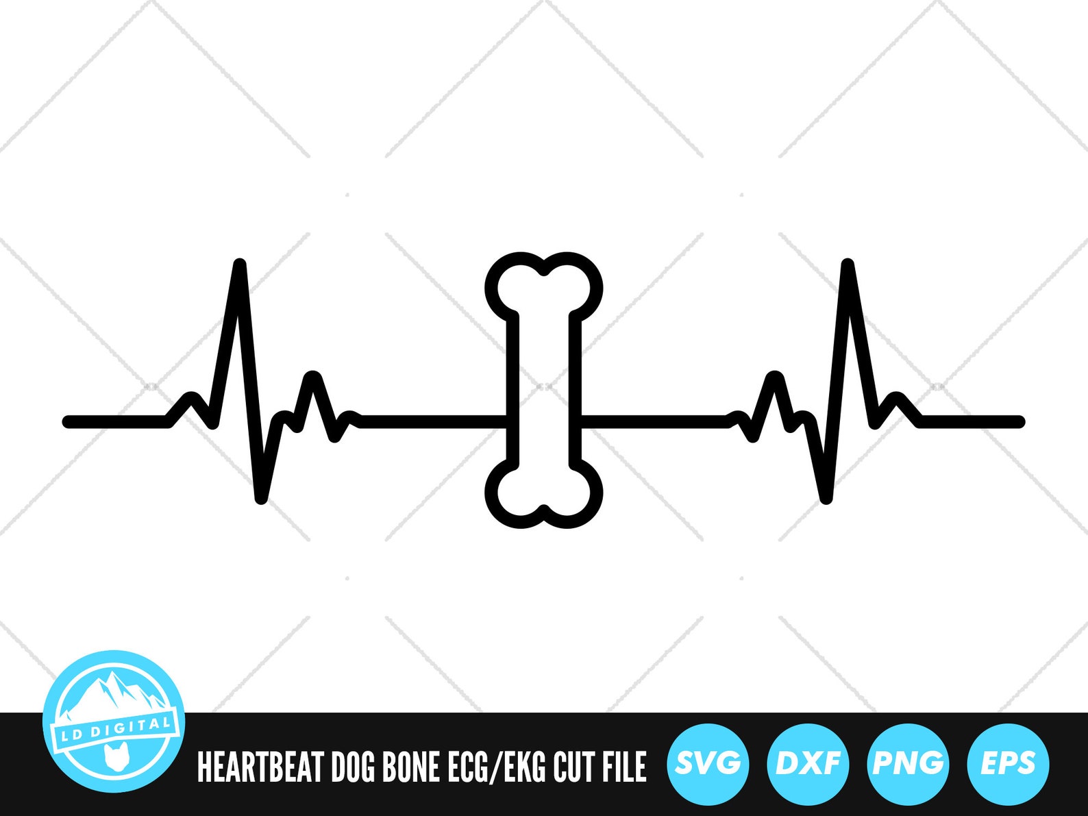 Heartbeat Line Dog Bone SVG Files ECG EKG Cut Files Etsy