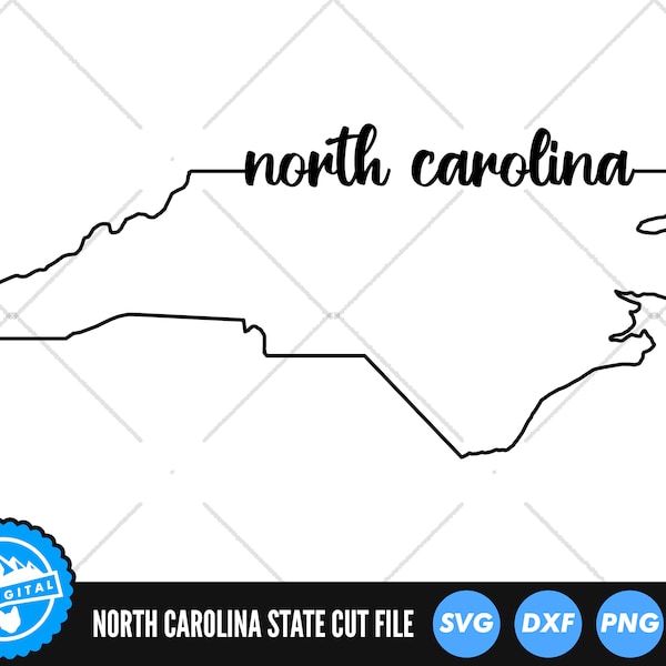 North Carolina Outline with Text SVG Files | North Carolina Cut Files | United States of America Vector | Carolina Vector | NC Map Clip Art