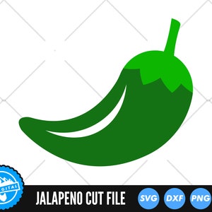 Puede incluir: Un archivo de corte de jalapeño verde para proyectos de manualidades. El archivo está disponible en los formatos SVG, DXF, PNG y EPS.