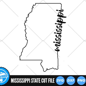 Mississippi Outline with Text SVG Files | Mississippi Cut Files | United States of America Vector Files | Mississippi Vector | MS Map