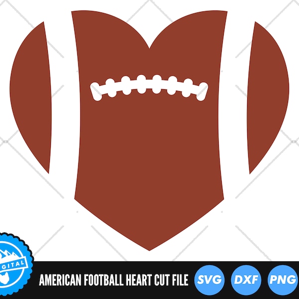 Football Heart SVG Files | Football Love Heart Silhouette Cut Files | Sports Mom Vector Files | American Vector | Sports Clip Art