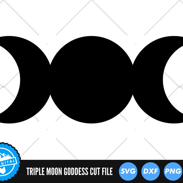 Triple Moon Goddess SVG Files | Wiccan SVG Cut Files | Pagan SVG Vector Files | Wicca Vector