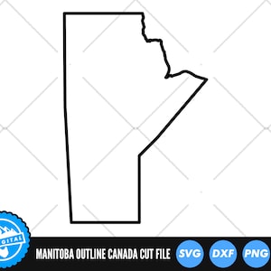 Könnte beinhalten: Schwarz-weiße Umrisszeichnung der kanadischen Provinz Manitoba. Die Umrisszeichnung ist eine Schnittdatei für Bastelprojekte.