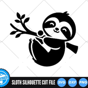 Pliki SVG Sloth | Urocze pliki Sloth Cut | Wektor zwierząt | Leniwy SVG Sloth | Grafika wektorowa Sloth | Sylwetka Sloth | Zwierzęta lądowe