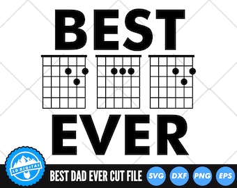 Best Dad Ever Guitar Chords SVG Files | Music Chords Cut Files | Fathers Day Vector Files | Guitar Vector | Guitar Chords Clip Art