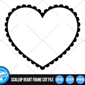 Può includere: File di taglio del telaio a forma di cuore a conchiglia, bianco e nero. Sono inclusi i formati di file SVG, DXF, PNG ed EPS.