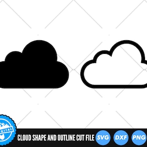 SVG-bestanden omtrekken en vormen van wolken | Cloud silhouet gesneden bestanden | Wolken SVG-vectorbestanden | Weervector | CNC-bestanden