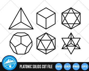 プラトン立体 SVG ファイル | 神聖幾何学 SVG カット ファイル | プラトン立体 SVG ベクター ファイル | 幾何学ベクター